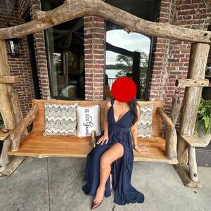 Blue Navy Dress Chiffon  Size 4 For Wedding/ Party Long Elegant/  Formal